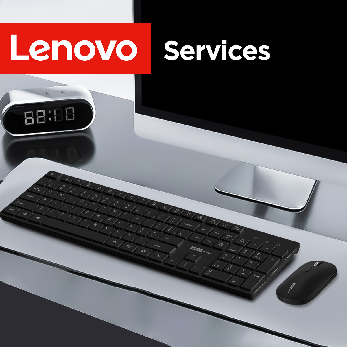 Gaming Keyboard And Mouse Wireless - Lenovo KN220 Sessiz 2.4G Kablosuz Klavye